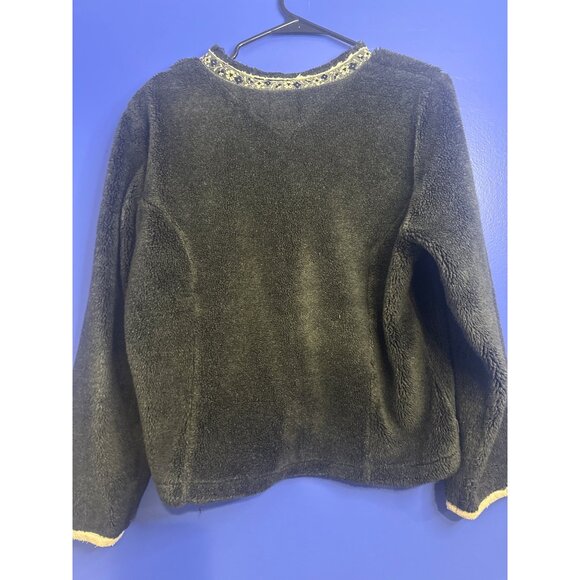 Women’s L Embroidered Cardigan Boho Metal Hook Closure Knit Sweater Chic - Picture 8 of 8